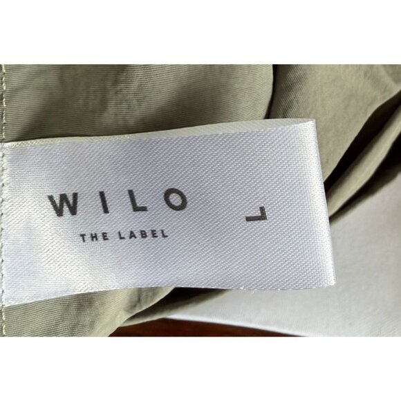 WILO The Label Grey Wide Leg Cargo Pants Large Anthropologie Parachute Nylon Pan - Picture 15 of 16